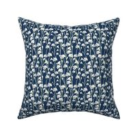 Soft Chicory Florals - White on Navy