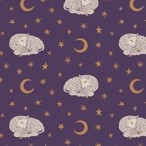 Sheep Dreams - Medium - Peaceful Plum Purple & Natural Cotton White - Twinkling Night