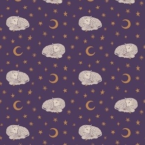 Sheep Dreams - Small - Peaceful Plum Purple & Natural Cotton White - Twinkling Night