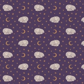 Sheep Dreams - Micro - Peaceful Plum Purple & Natural Cotton White - Twinkling Night