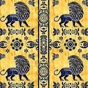 Lion Yellow Blue Tribal 2