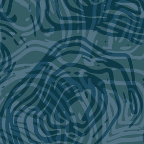 Warm Minimalism calming curved lines large: ocean blues