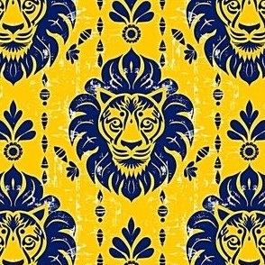 Lion Yellow Blue Tribal 3