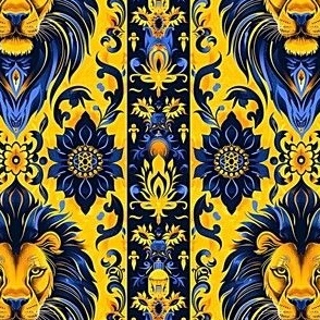 Lion Yellow Blue Tribal 4