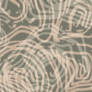 Warm Minimalism calming curved lines large: vintage denim