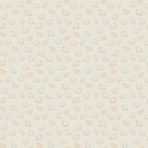 Cute Toads and Frogs Print.  Trendy neutral mute background colors. Kids and Nursery