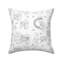 Gray Elephants Clouds Girl Nursery Rotated