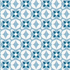 (M) Vintage Summer blue geometric 