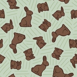 Chocolate Bunnies - Sage Green, Medium Scale