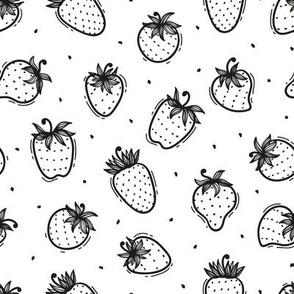 Cute Strawberries Black and White