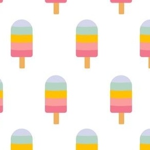 Rainbow Colored Popsicles - Medium - White background
