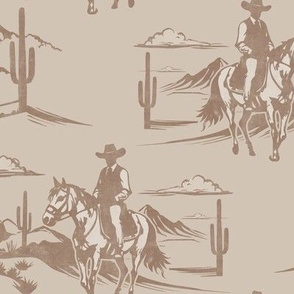 (large scale) Western Cowboy Toile - tan  - LAD24