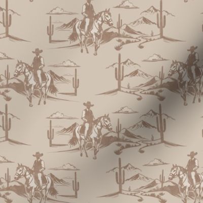 (small scale) Western Cowboy Toile - tan  - LAD24