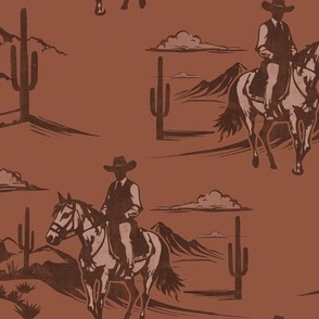 (large scale) Western Cowboy Toile - rust  - LAD24