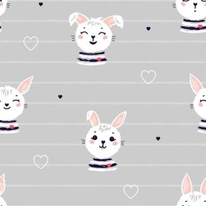 Cute Bunnies with Hearts