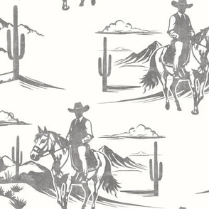 (large scale) Western Cowboy Toile - gray  - LAD24