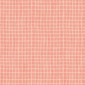 Wonky squares grid in Pink peach - blender with small squares - mini geometric