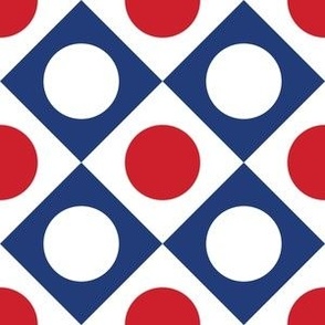 Dots and Squares Red White Blue Tiles Large Scale