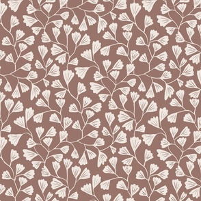 Warm Minimalism cream gingko leaves on warm neutral dusty rose- small scale