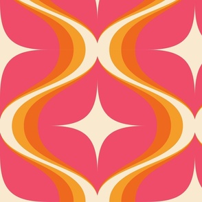 70's Retro Vintage Geometric Mid Century Modern Star - (LARGE SCALE) - orange yellow pink background
