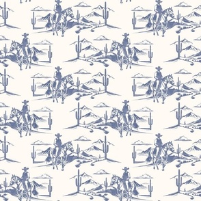 (small scale) Western Cowboy Toile - blue  - LAD24