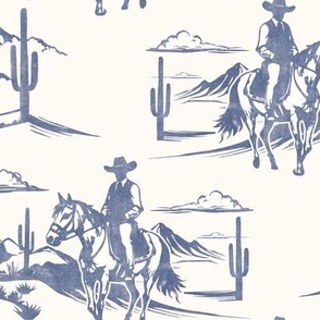 (large scale) Western Cowboy Toile - blue  - LAD24