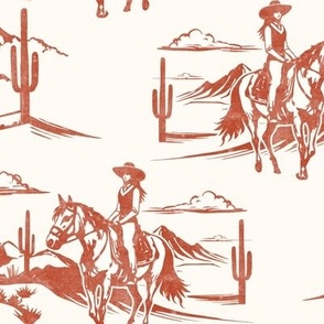 (large scale) Western Cowgirl Toile - Sienna  - LAD24