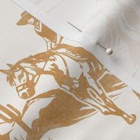 (large scale) Western Cowgirl Toile - golden  - LAD24