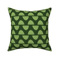 Chartreuse Green Retro Small Scale Mushroom Cap on a Dark Green Background