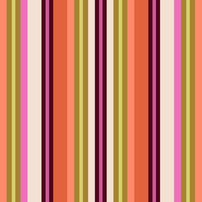 Large Summer Vibe Vertical Stripe with orange, green, and pink
