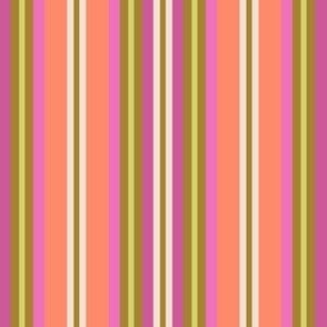 Small Melon Orange Summer Vibe Vertical Stripe with pink and green