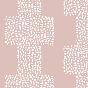Warm neutral hand drawn dots in white and rose quartz pink clay for refined bohemian