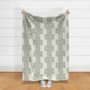 Modern stripes in abstract pointillism dots, olive green spots on off white