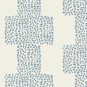 Abstract geometric dotted stripes for masculine rooms in denim blue off white