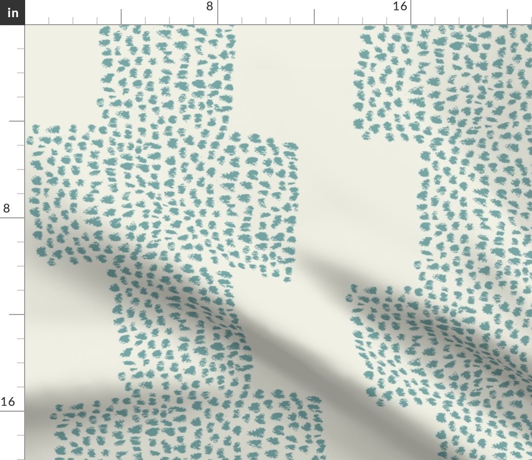 Abstract geometric dotted stripes for masculine rooms in sea green blue off white