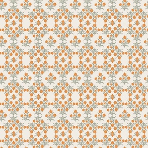 Grandmillennial Autumn Orange and Cream Medium