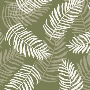 Paradise Palms bustling beige on sage green