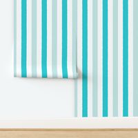 2 inch Stripes Pool Vibes Aqua and Teal on White