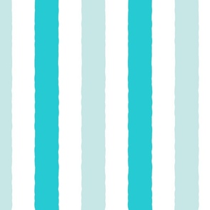 2 inch Stripes Pool Vibes Aqua and Teal on White
