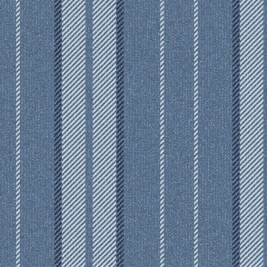 Woven Woollen Striped Twill Navy Blue Grey