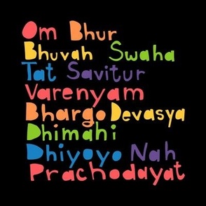gayatri mantra short version || hand lettering in rainbow and black || good vibes