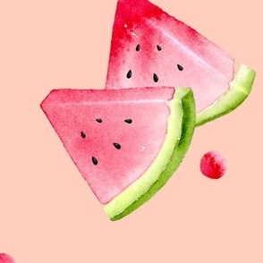 watermelon picnic watercolor pattern large scale