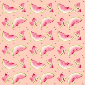 watermelon picnic watercolor pattern small scale