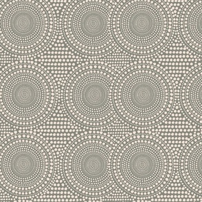 Gray Geometric Circular Gouache Polka Dots in Cream