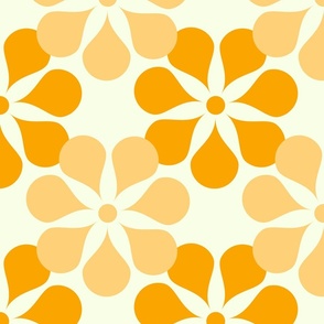 Geometric Minimalistic Floral Orange on Cream 12x12in