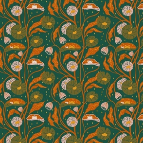 [M] Cute little frogs hiding in lily pads under rain in Moody Orange #P240082
