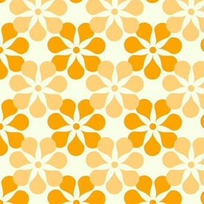 Geometric Minimalistic Floral Orange on Cream 3x3in