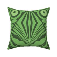 Large Scale // Decorative Botanical Abstract Hand-drawn Design - Lime Green on  Forest Green