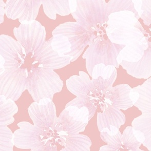 Monochrome Pink Watercolor Flowers - Warm Minimalism Print