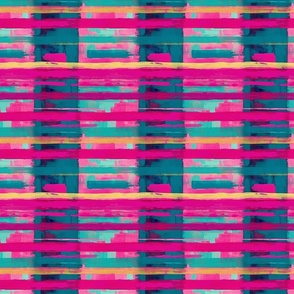Magenta and teal abstract plaid